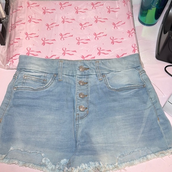 Blue Jean Shorts Distressed Cutoff Casual - Picture 2 of 7